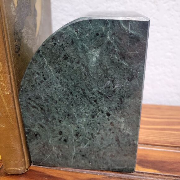 Vintage Polished Solid Marble Heavy Bookend Dark Green 1 pc 5" x 3.75 x 3.18" - Picture 4 of 7